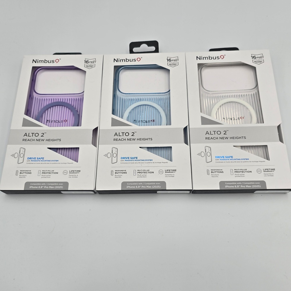 Set of 3 Nimbus9 Alto 2 iPhone 16 Pro Max Case MagSafe NEW Purple Blue Clear